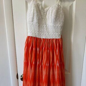 Lily Rose Maxi Dress boho Women Large ikat lace embroidered sleeveless bustier